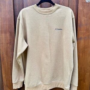 Colombia Large Mustard Crewneck Sweatshirt with Embroidered Logo